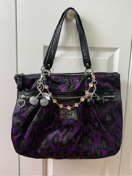 Coach Handbags - Y2K Coach Poppy Purple Ocelot Sateen Satchel Tote
